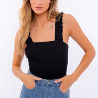 RUFFLE RIBBED BODYSUIT