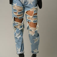 STAR PRINT SLOUCH JEANS