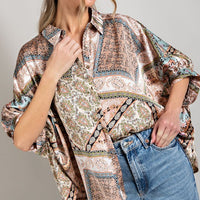 Printed Half Sleeve Blouse Top