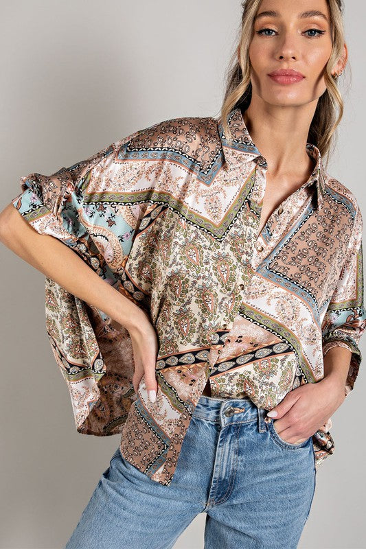 Printed Half Sleeve Blouse Top