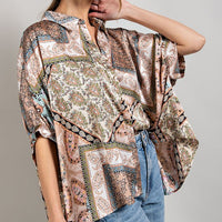 Printed Half Sleeve Blouse Top