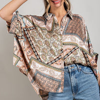 Printed Half Sleeve Blouse Top