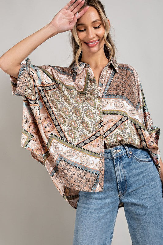 Printed Half Sleeve Blouse Top