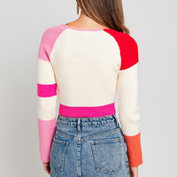 Long Sleeve Color Block Stripe Knit Top