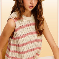 Chunky Stripe Sleeveless Sweater Top