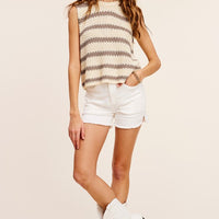 Chunky Stripe Sleeveless Sweater Top