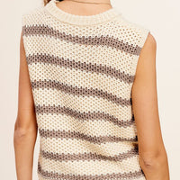 Chunky Stripe Sleeveless Sweater Top