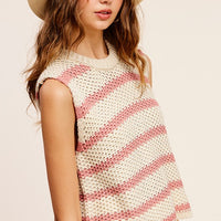 Chunky Stripe Sleeveless Sweater Top