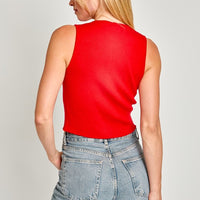 Satin Bow Detail Sleeveless Sweater Top