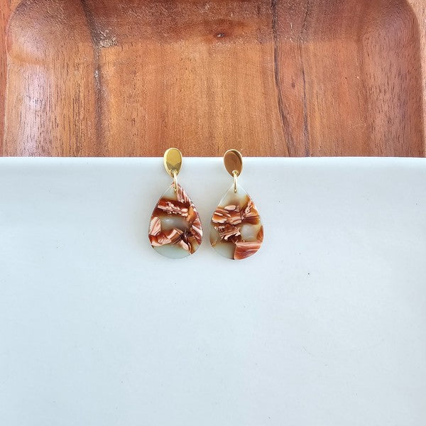 Leah Earrings - Seafoam & Rust