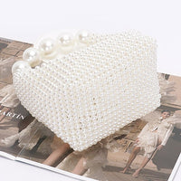 Weaved Pearl Top Handle Mini Clutch