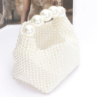 Weaved Pearl Top Handle Mini Clutch