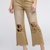 Distressed Vintage Washed Wide Leg Pants