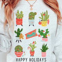 HOWDY CACTUS HAPPY HOLIDAYS Graphic Sweatshirt