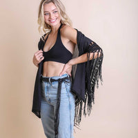 Crochet Medallion Tassel Kimono