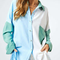 CHEST POCKET BUTTON FRONT SHIRT TOP