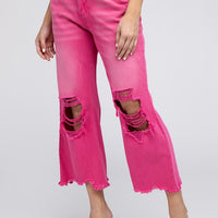 Distressed Vintage Washed Wide Leg Pants