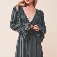 Ruffle Surplice Tied Mini Dress