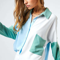 CHEST POCKET BUTTON FRONT SHIRT TOP