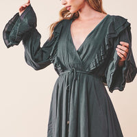 Ruffle Surplice Tied Mini Dress