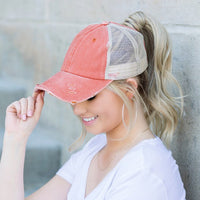 Distressed Messy Bun Hat Cap