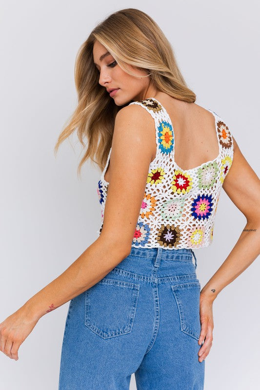 SLEEVELESS MULTI CROCHET TOP