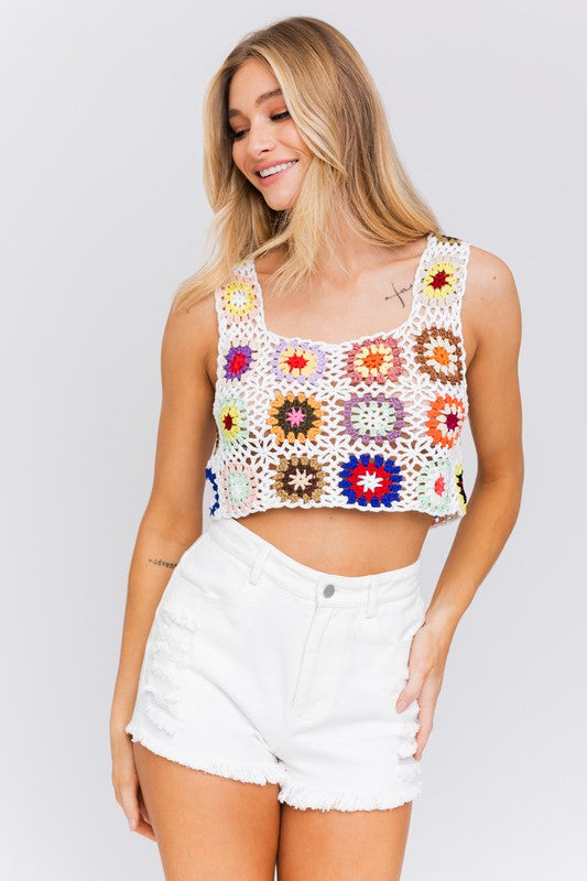 SLEEVELESS MULTI CROCHET TOP