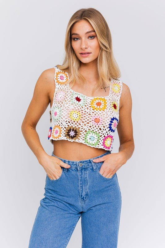 SLEEVELESS MULTI CROCHET TOP