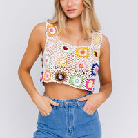 SLEEVELESS MULTI CROCHET TOP