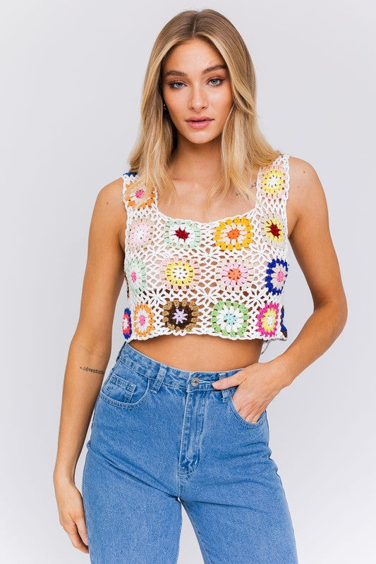 SLEEVELESS MULTI CROCHET TOP