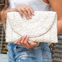 Fold Over Straw Clutch