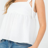 Bow Tie Strap Ruffle Top