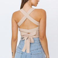 RIBBED KNIT CAMI FEATURED IN A CROPPED SILHOUETTE