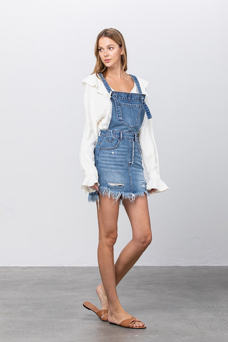 Frayed Overall Skirt