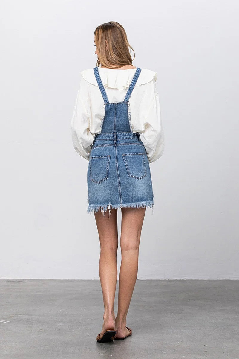 Frayed Overall Skirt