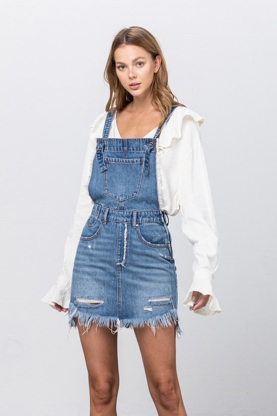 Frayed Overall Skirt