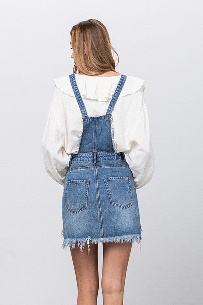 Frayed Overall Skirt