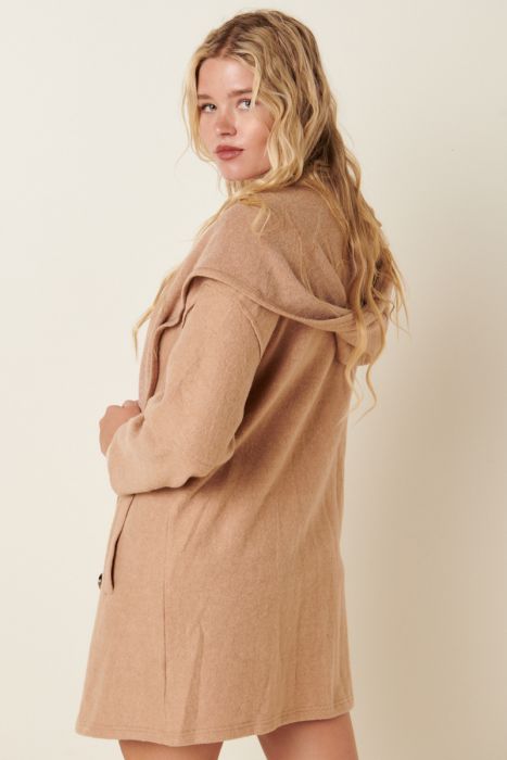 Soft Double Button Hooded Jacket